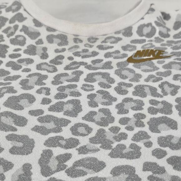 NIKE Baby Girls White w/ Gray Cheetah Print Sweatshirt - Size 12M - Picture 5 of 7